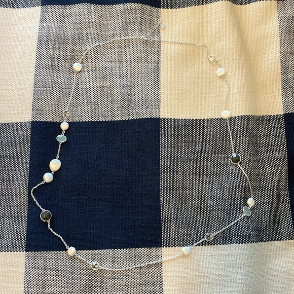 Stella & Dot Long Silver Stone Necklace - Picture 2 of 2